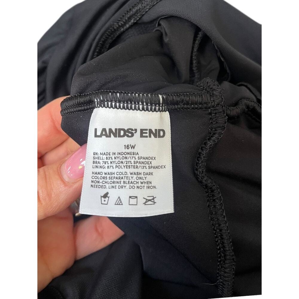 Lands End Wrap & Side Tie Swim Dress Swimsuit | 16W, Black - Picture 16 of 16